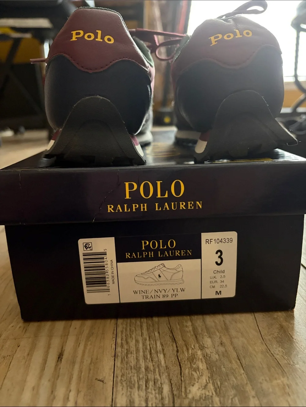 Ralph Lauren Boys Burgundy and Gray Polo Runner Sneakers